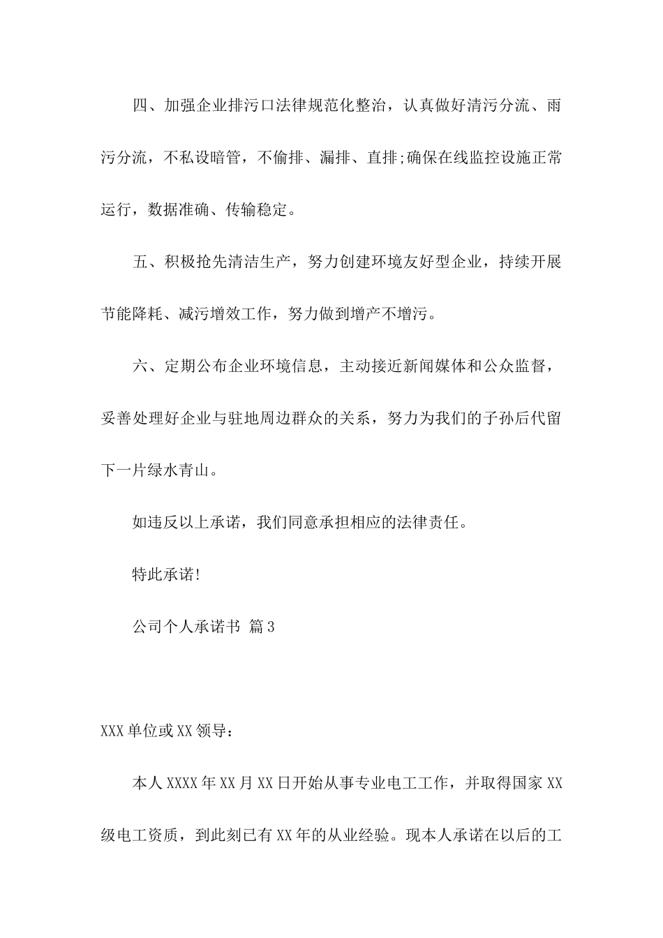 公司个人承诺书集合七篇_第3页