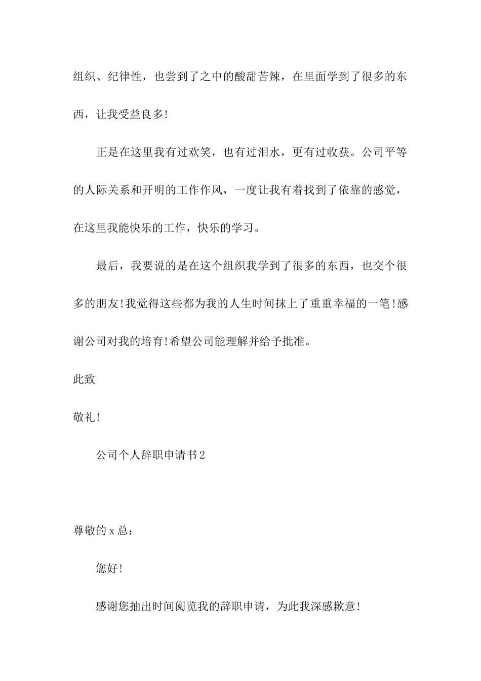 公司个人辞职申请书(15篇) (2)_第2页