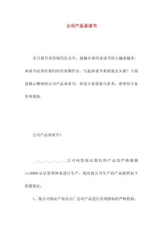 公司产品承诺书 
