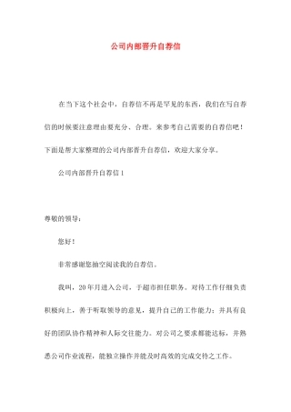 公司内部晋升自荐信 (2)