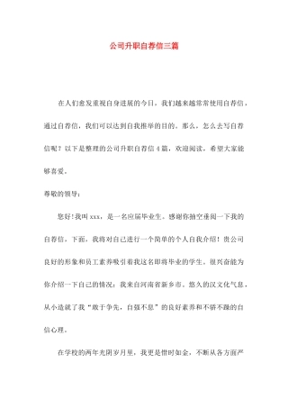公司升职自荐信三篇（二）