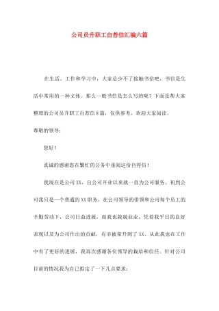 公司员升职工自荐信汇编六篇
