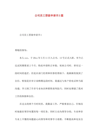 公司员工晋级申请书3篇