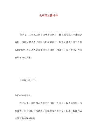 公司员工检讨书 
