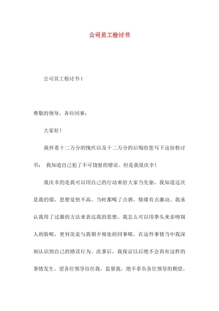 公司员工检讨书 (2)
