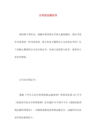 公司安全保证书 