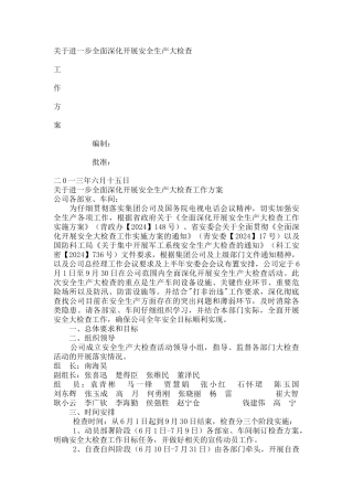 公司安全检查工作方案