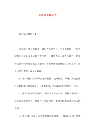 公司安全保证书