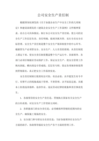 公司安全生产责任制