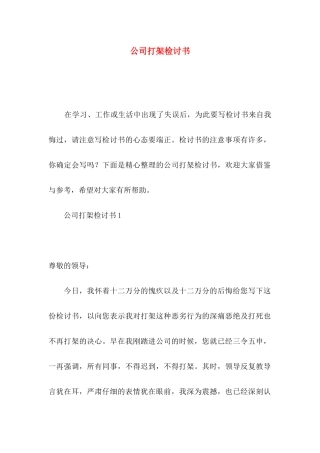 公司打架检讨书