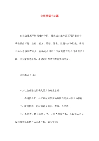 公司承诺书3篇 