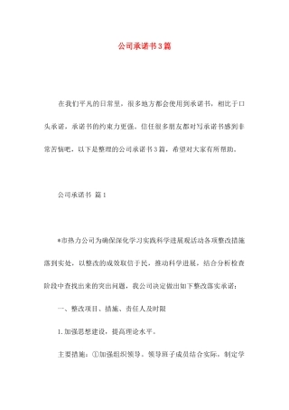 公司承诺书3篇（一） 