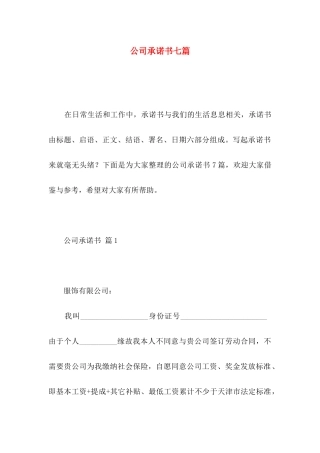 公司承诺书七篇 