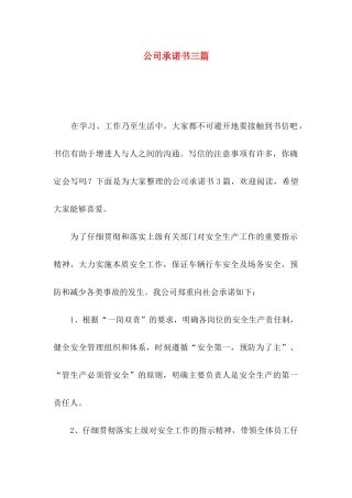 公司承诺书三篇