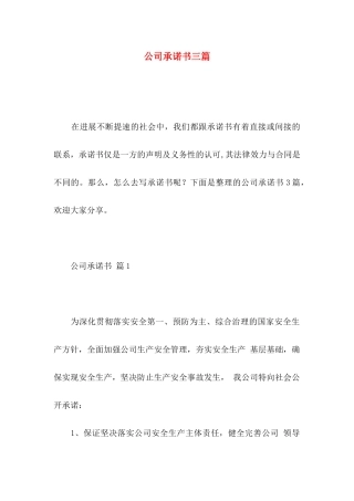 公司承诺书三篇 