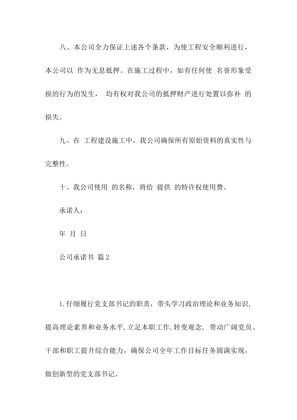 公司承诺书模板合集六篇_第3页