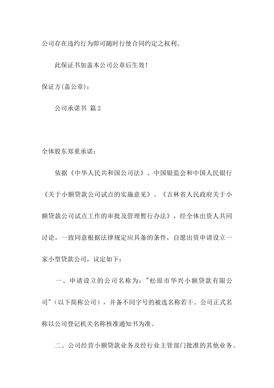 公司承诺书模板汇编7篇_第3页