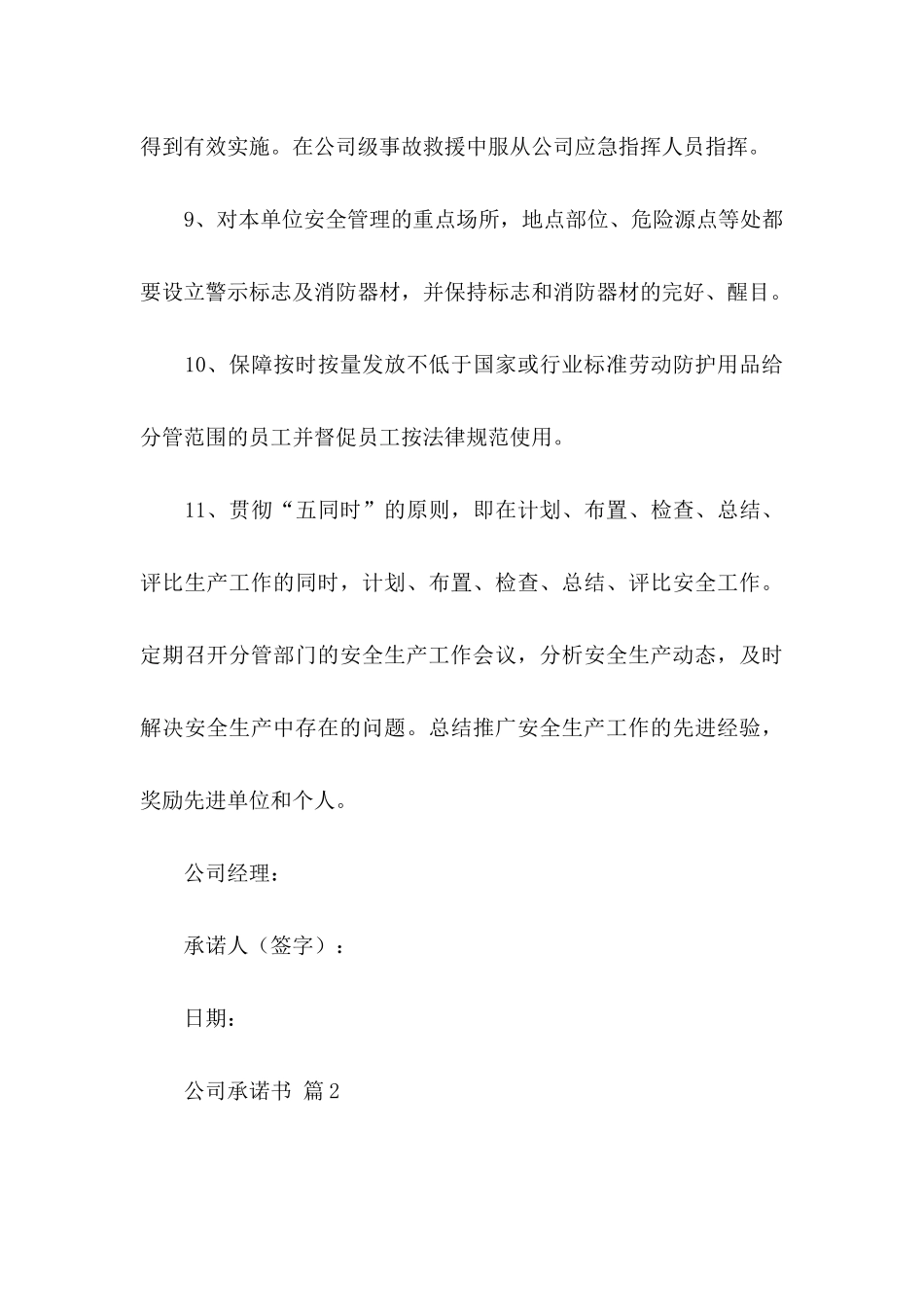 公司承诺书模板锦集9篇_第3页