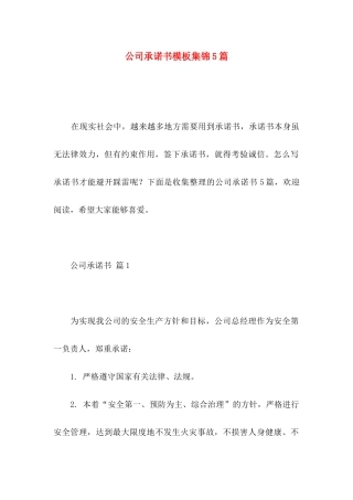 公司承诺书模板集锦5篇