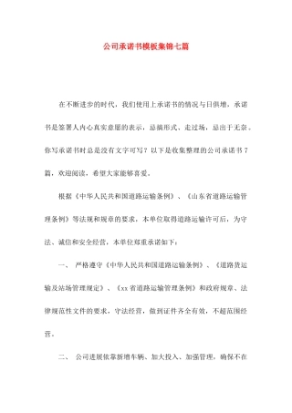 公司承诺书模板集锦七篇