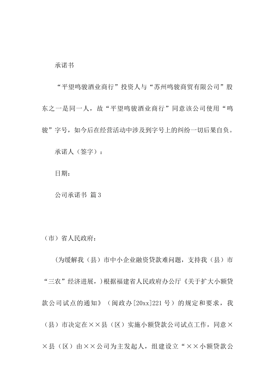 公司承诺书模板集合九篇_第3页