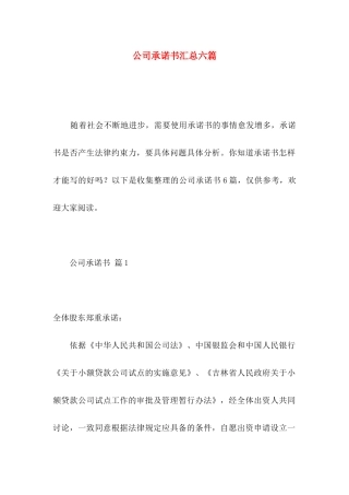 公司承诺书汇总六篇 