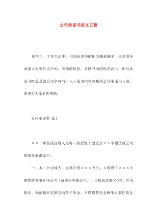 公司承诺书范文五篇