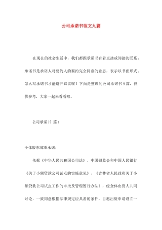 公司承诺书范文九篇