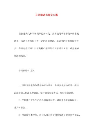 公司承诺书范文八篇