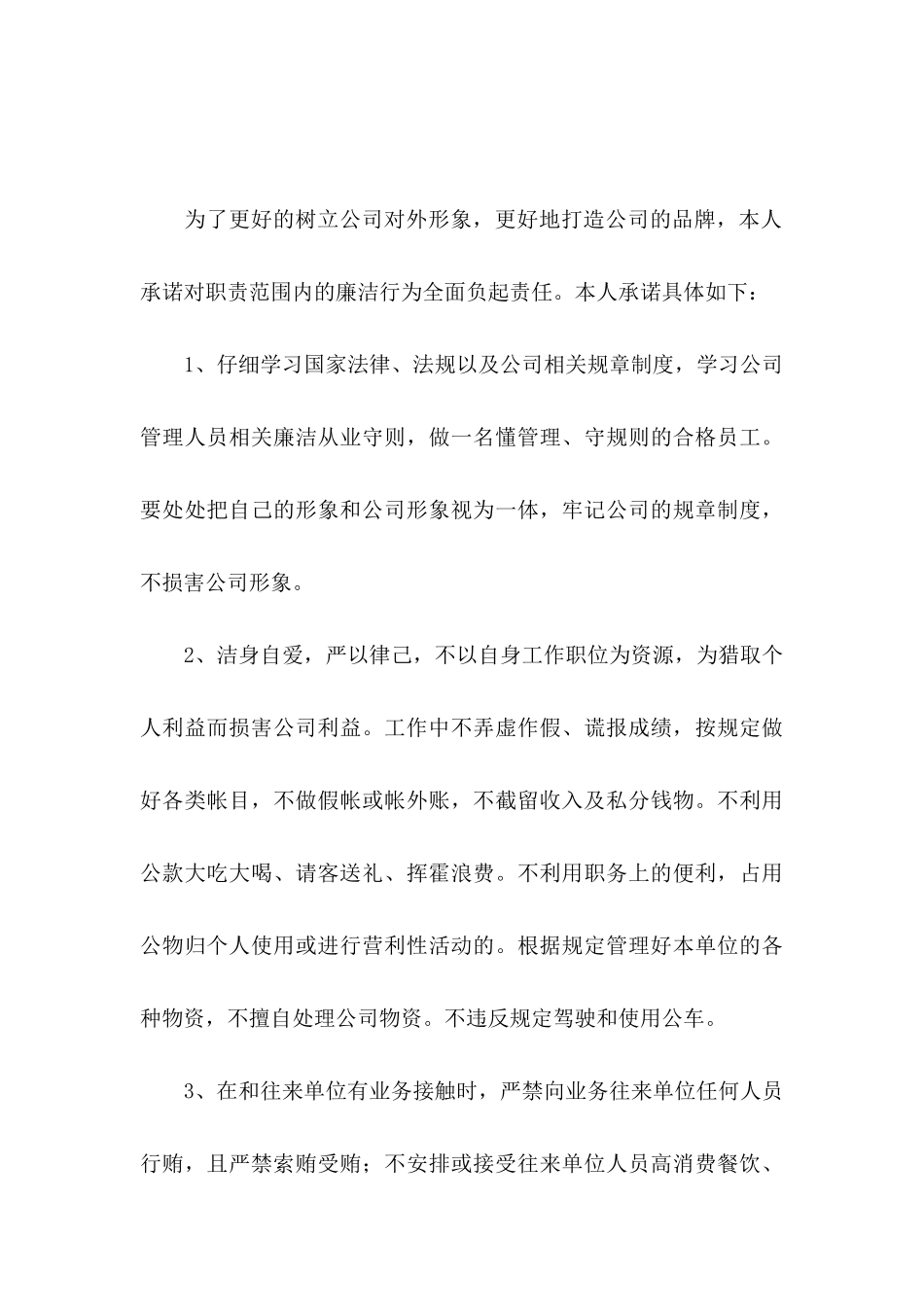 公司承诺书集锦9篇_第3页