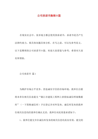 公司承诺书集锦9篇