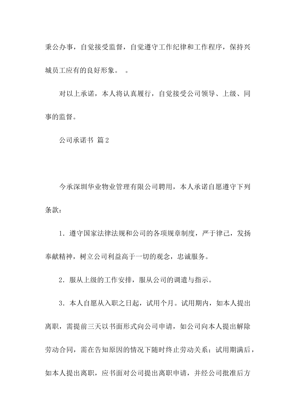 公司承诺书集锦六篇_第2页