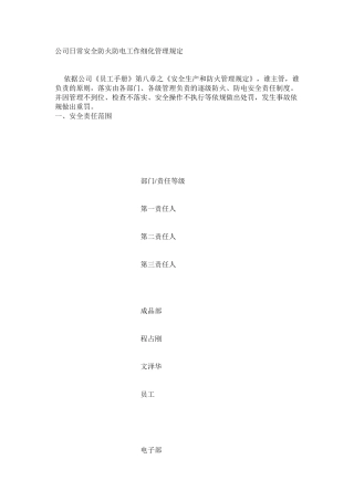 公司日常安全防火防电工作细化管理规定