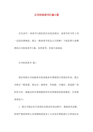 公司的承诺书汇编5篇