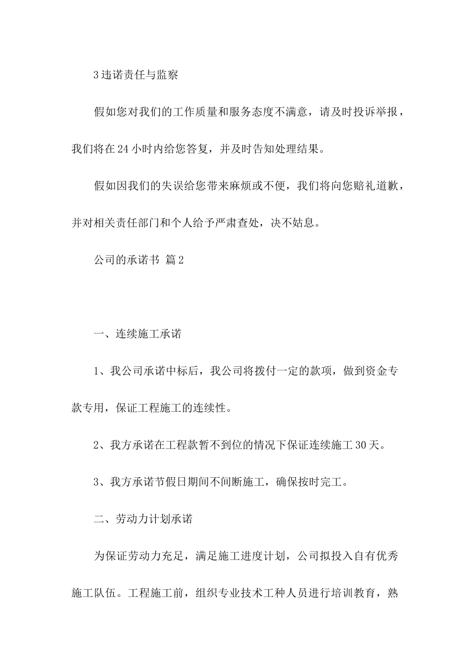 公司的承诺书范文五篇_第3页