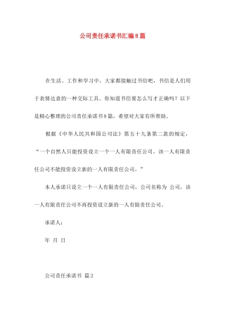 公司责任承诺书汇编8篇