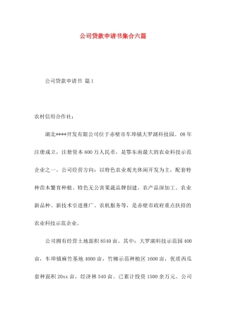 公司贷款申请书集合六篇