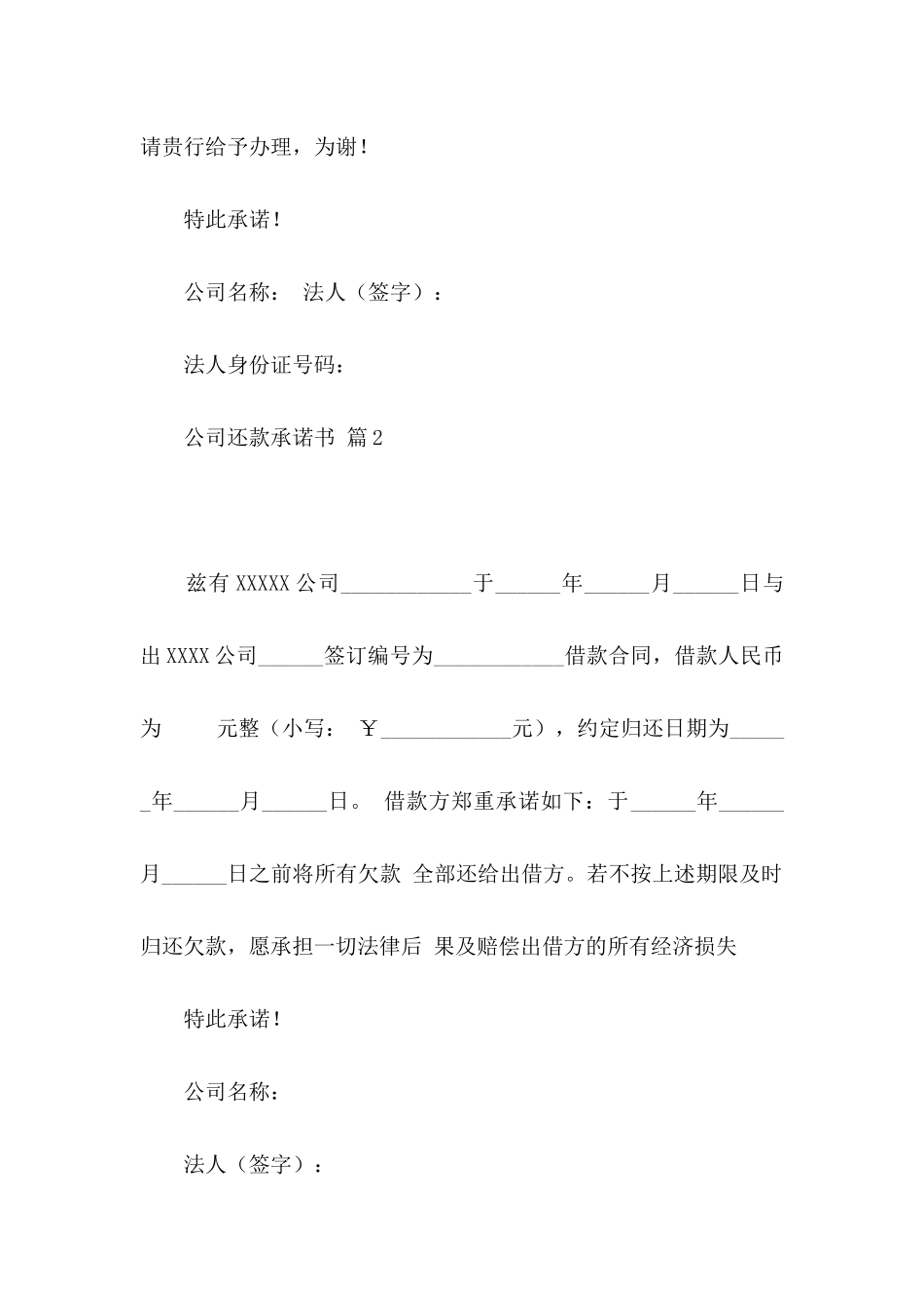 公司还款承诺书模板合集十篇_第2页