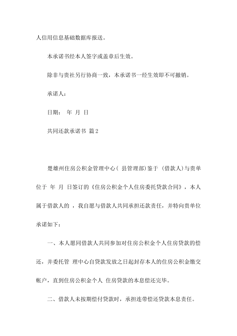 共同还款承诺书集合九篇 _第3页