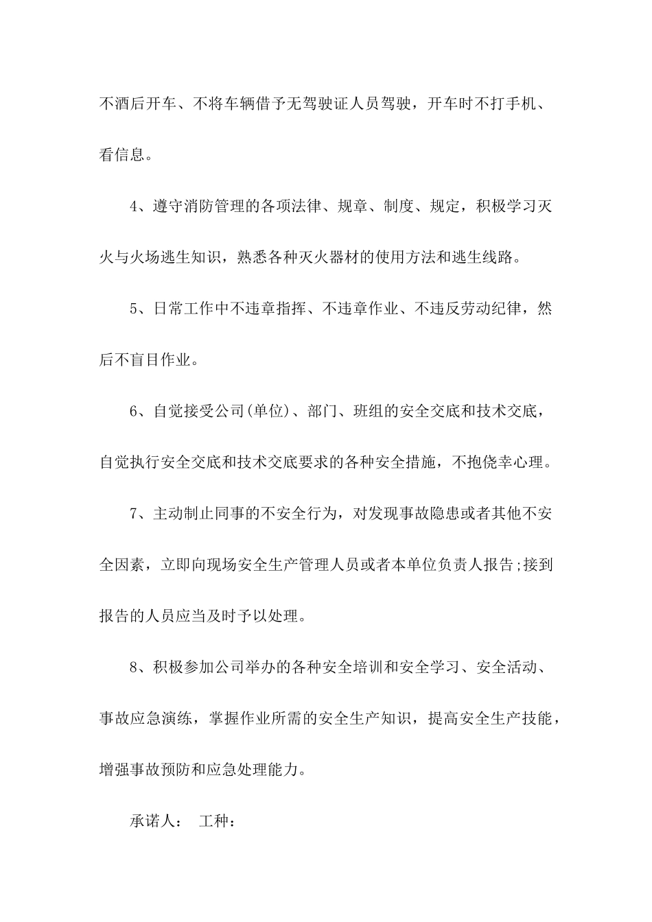关于个人安全承诺书模板集锦六篇_第2页