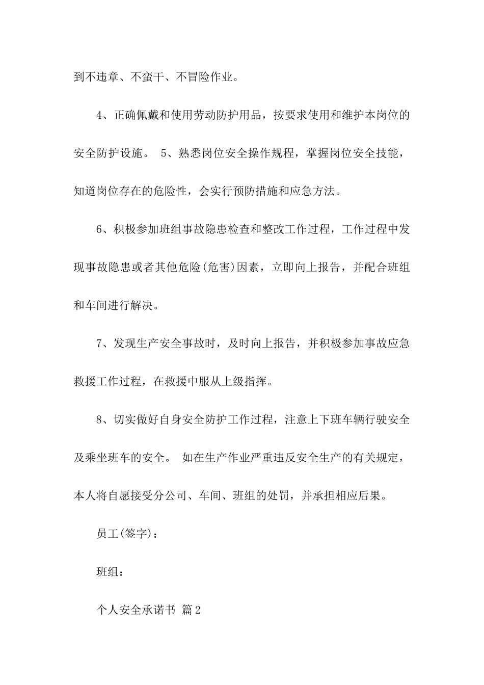 关于个人安全承诺书模板集锦7篇_第2页