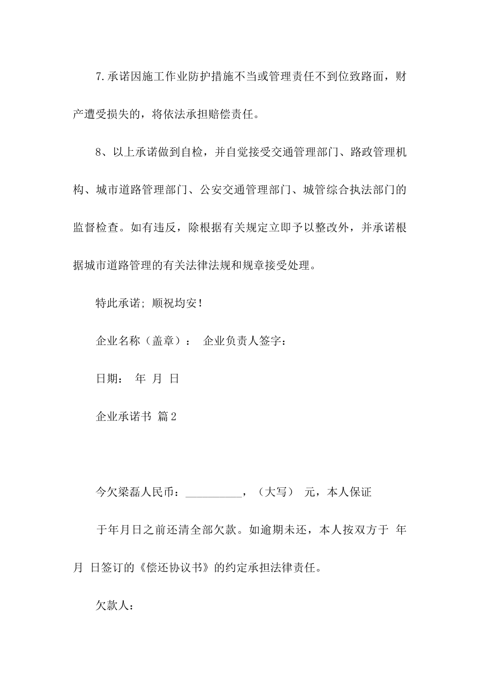 关于企业承诺书模板9篇_第3页