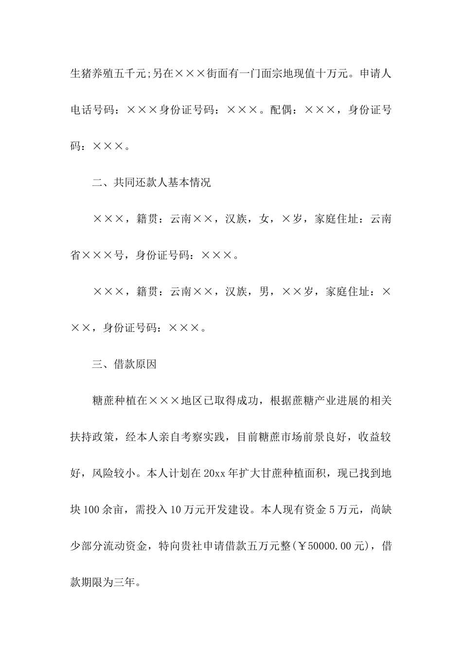 关于借款申请书模板八篇_第3页