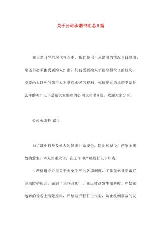 关于公司承诺书汇总9篇