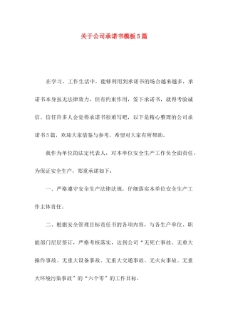 关于公司承诺书模板5篇