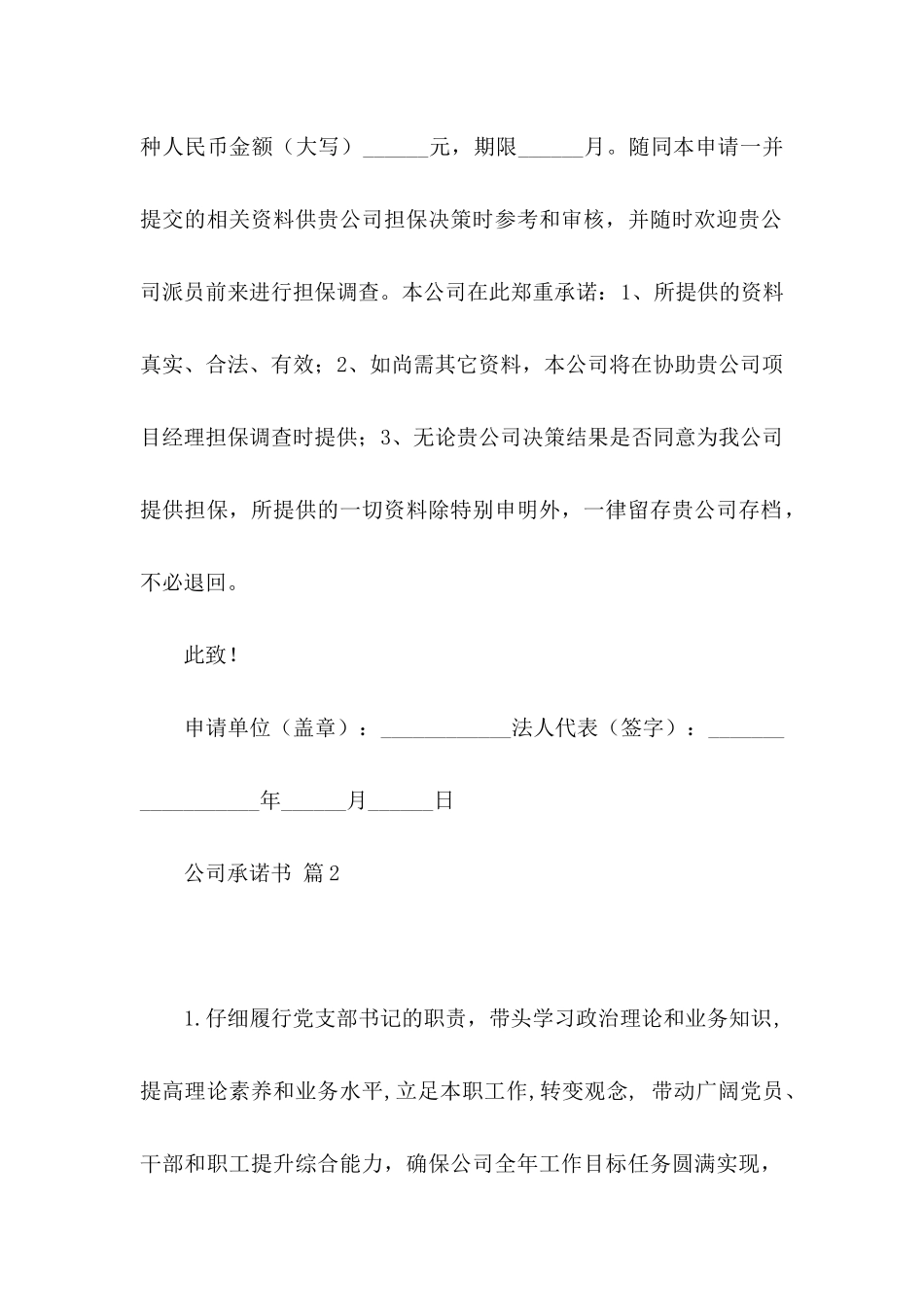 关于公司承诺书范文10篇_第2页