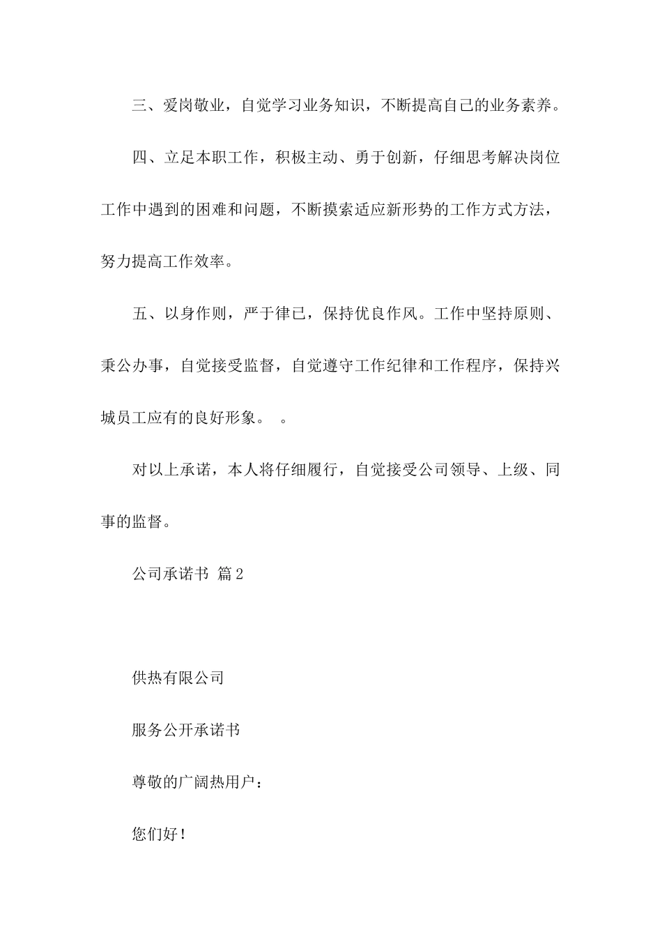 关于公司承诺书集锦5篇_第2页