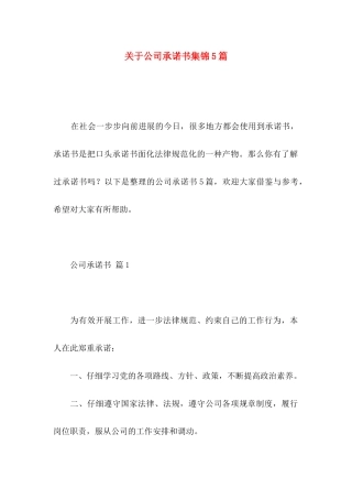 关于公司承诺书集锦5篇