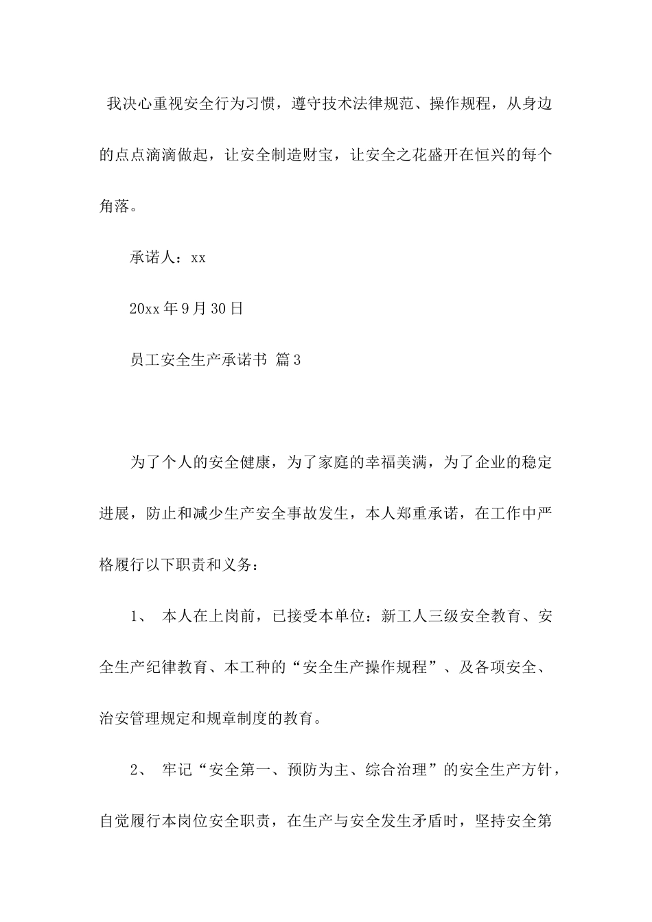 关于员工安全生产承诺书模板集合6篇_第3页
