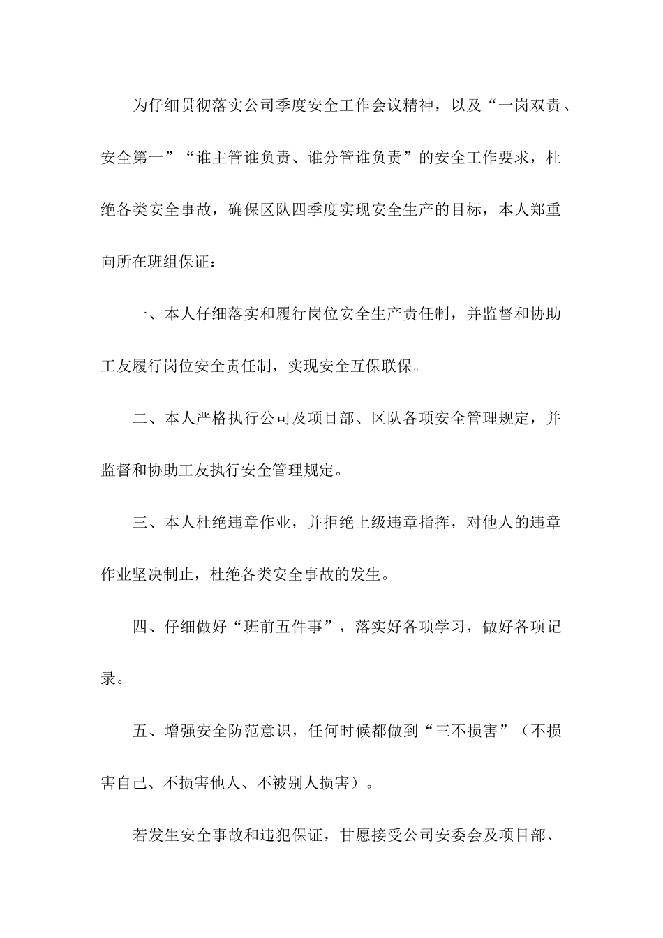 关于安全保证书模板汇总九篇 _第3页